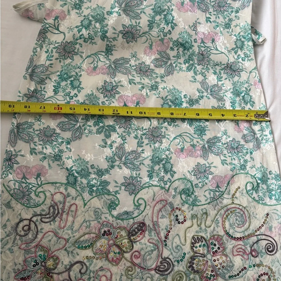 Traditional Chinese Beaded Flower Lace Mesh Embroidery Cheongsam Dress Green XL - Picture 15 of 15